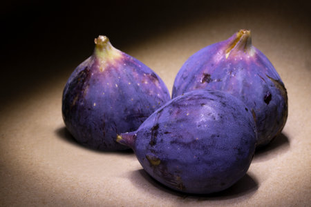 Ripe purple figs on a dark background. Toned.の写真素材