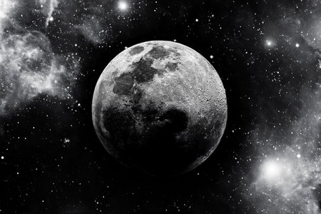 The moon in the night sky. Elements of this image furnished by gd astronimyの写真素材