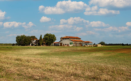 Old farmhouse in the countryside of Emilia Romagna, Italyの写真素材