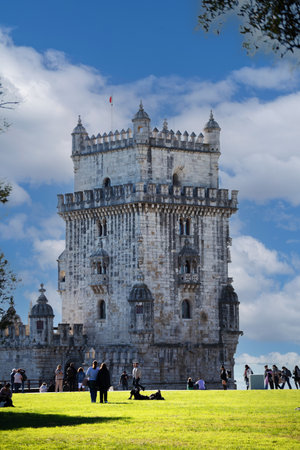 Tower of Belem in Lisbon, Portugal. Tower of Belem is one of the symbols of Lisbon.のeditorial素材
