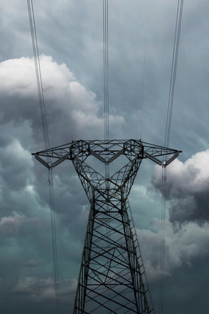 high voltage post High-voltage tower sky background.High-voltage tower sky background.の写真素材