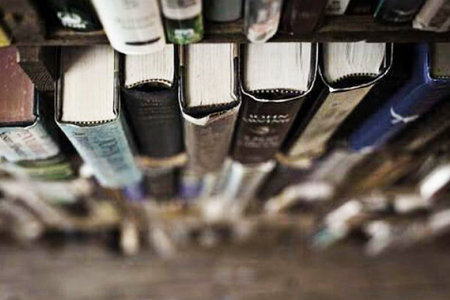 Books in a book store. Selective focus. Shallow depth of field