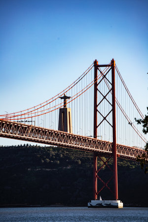 Ponte 25 de Abril, the suspension bridge of Lisbonの写真素材