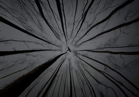 Abstract background of the branches of a palm tree in the snow.