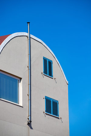 Architecture details of a modern building in Alghero, Italy