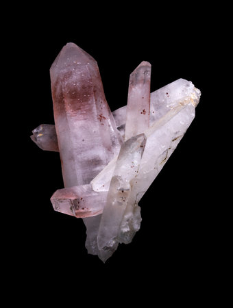 amethyst quartz semigem geological mineral isolated on the black backgroundの写真素材