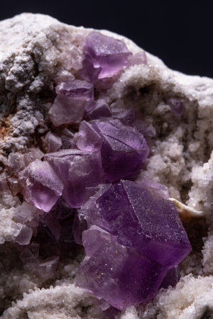 mineral purple fluorite crystalsの写真素材