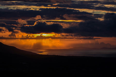 Sunset over an island.の写真素材