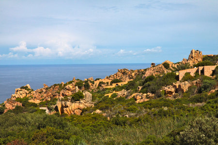 Rocky landscape on the Costa Paradiso, Sardinia, Italyの写真素材