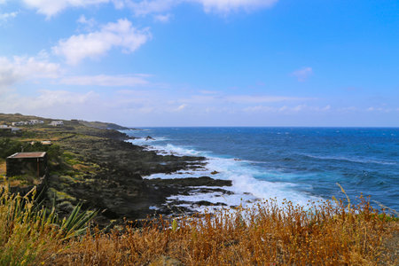 Coastline of the island of Lanzarote, Canary Islands, Spainの写真素材