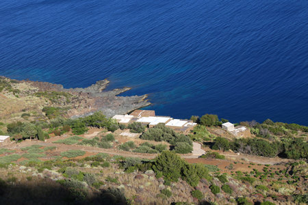 Village on the coast of the islandの写真素材