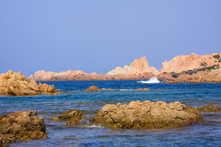 Rocky coast of the island of Sardinia in the Mediterranean Seaの写真素材