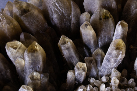 Natural smoky quartz crystal photograph highlighting intricate textureの写真素材