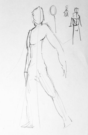 Sketch of a woman on a white backgroundの写真素材