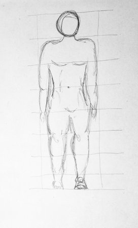 Sketch of a woman's body on a white background.の写真素材