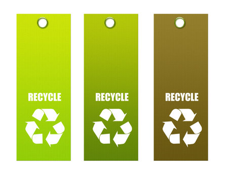 green recycling labels on white background.illustrationの写真素材