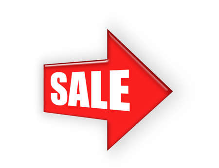 red arrow sale on white background.illustrationの写真素材