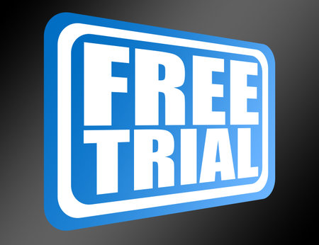 blue sign free trial over black background.illustrationの写真素材