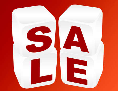 white cube sale over blue background.illustrationの写真素材