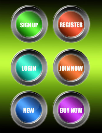 colored buttons web over green background