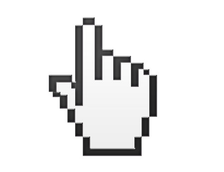 white and black hand cursor over white background.illustrationの写真素材