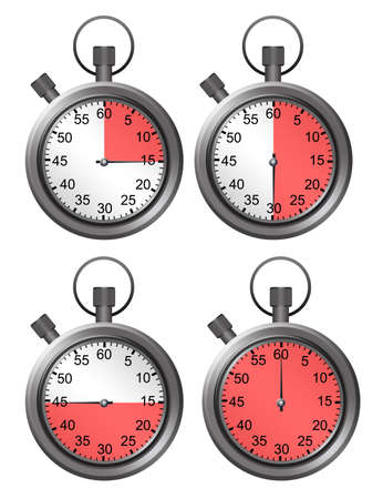 metallic timers isolated measuring time over white  backgroundの写真素材