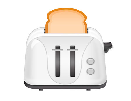 white toaster with bread isolated over white background