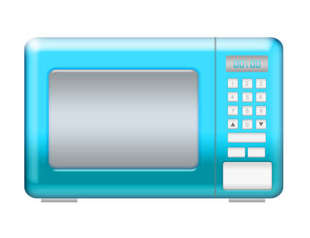 blue microwave isolated over white background.illustrationの写真素材