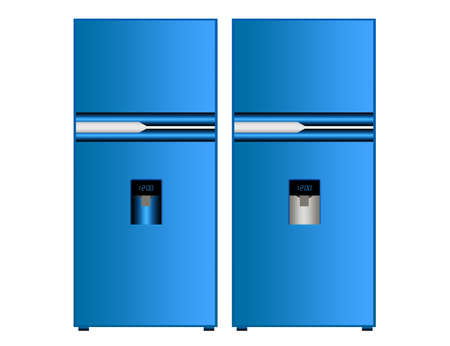 blue fridge isolated over white background.illustrationの写真素材