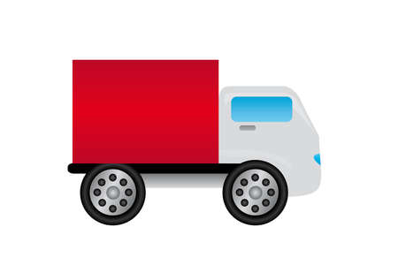 red, blue, black and white truck isolated over white backgroundのイラスト素材