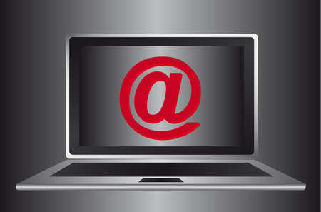 gray computer with arroba over gray background. illustrationのイラスト素材