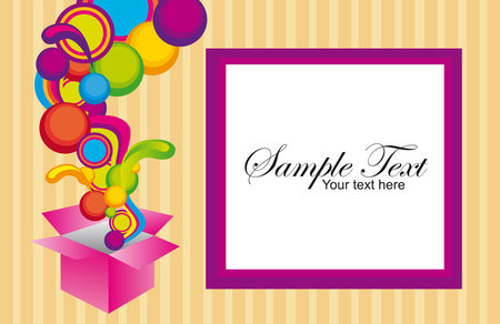 colors surprise box with violet and white frame background . illustrationのイラスト素材