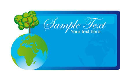 green and blue earth and tree with blue frame background.のイラスト素材