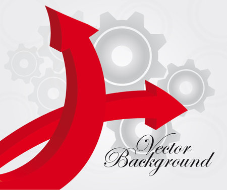 red arrows over white and gray gears background. のイラスト素材