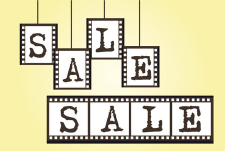 sale label negative photo over yellow background. vectorのイラスト素材