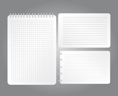 white black notebooks with lines and grid sheet over gray background. vectorのイラスト素材