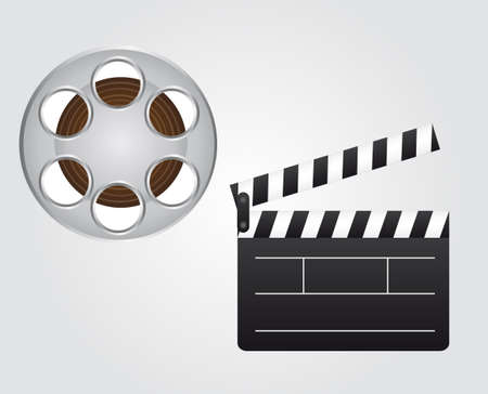black and white clapper board and gray and brown video filmのイラスト素材