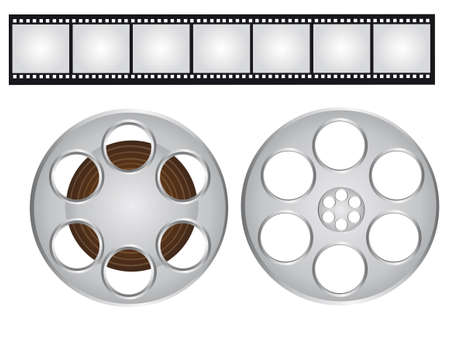 gray and black films strip and video film isolated over white background. vectorのイラスト素材