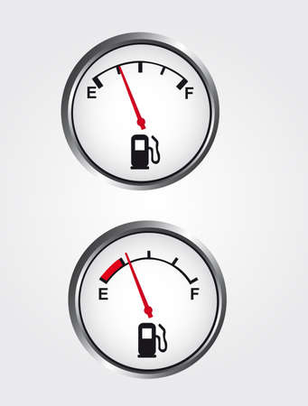 silver and white dashboard gas gauge over gray background. vectorのイラスト素材