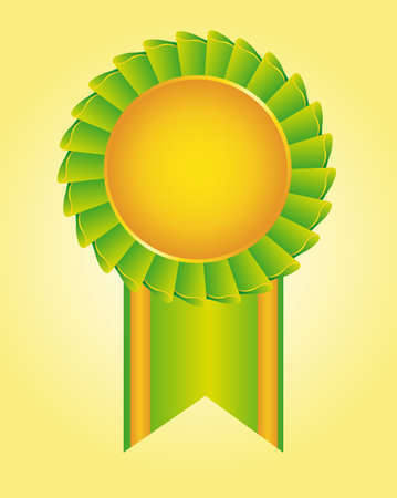 blank green and gold rosette over yellow background. vectorのイラスト素材