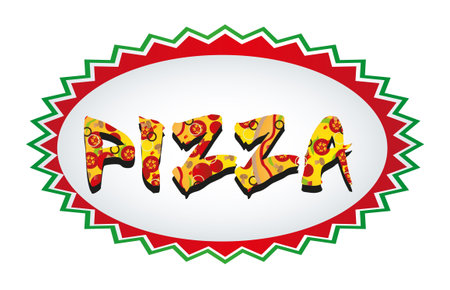 pizza tag isolated over white backgroud. vectorのイラスト素材
