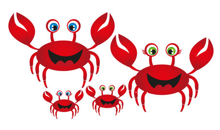 red crab family isolated over white background. vectorのイラスト素材