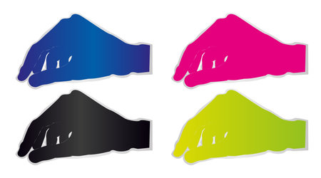 colorful stickers hands isolated over white background. vectorのイラスト素材