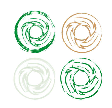 green and brown recycle signs isolated over white background. vectorのイラスト素材