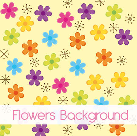 colorful flowers cartoons over beige background. vectorのイラスト素材
