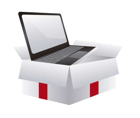 gift box with laptop isolated over white background. vectorのイラスト素材