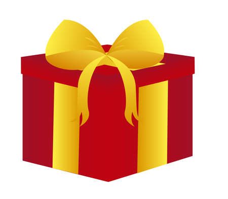 red and gold gift box isolated over white background. vectorのイラスト素材