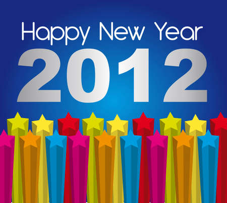 happy new year 2012 with stars over blue background. vectorのイラスト素材