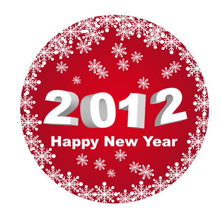 red circle happy new year 2012 isolated over white background. vectorのイラスト素材
