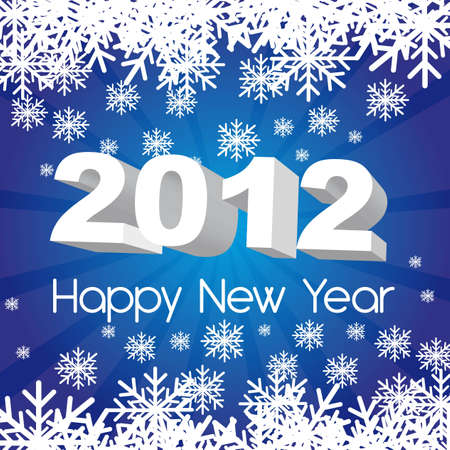 2012 new year, blue background with snowflakes. vectorのイラスト素材